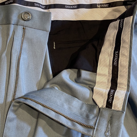 Savane SZ 50 x 28 Blue Mirage Pleated Performance Chino Straight Fit Pants New - Picture 9 of 10